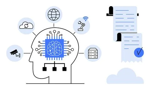 Artificial Intelligence in Modern Technology and Automation Stock Illustration