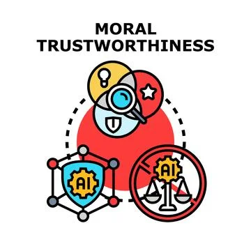 Artificial intelligence moral trustworthiness and ethical evaluation concept 스톡 일러스트