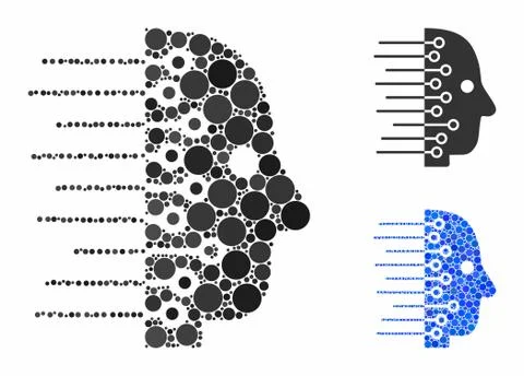 Artificial intelligence Mosaic Icon of Circles 스톡 일러스트