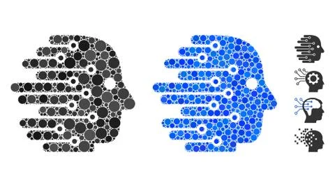 Artificial Intelligence Mosaic Icon of Circles Stock Illustration