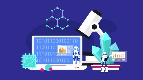 Artificial Intelligence in Nanotechnology and Laboratory Data Research cart.. Video stock 337954731