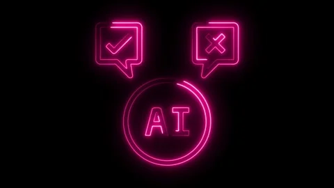 Artificial intelligence neon feedback right and wrong glowing Stock Footage 308190698