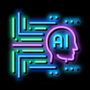 Artificial intelligence neon glow icon illustration Stock-Illustration