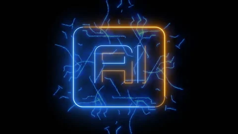 Artificial intelligence neon icon revealing animation Stock Footage 333411610