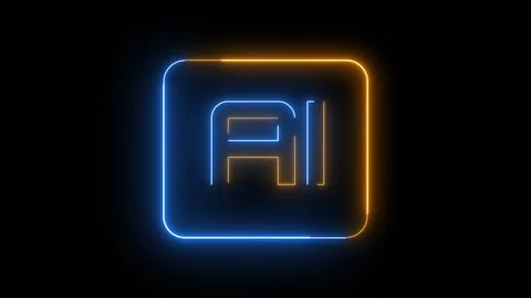 Artificial intelligence neon logo glowing reveal Stock Footage 333379651