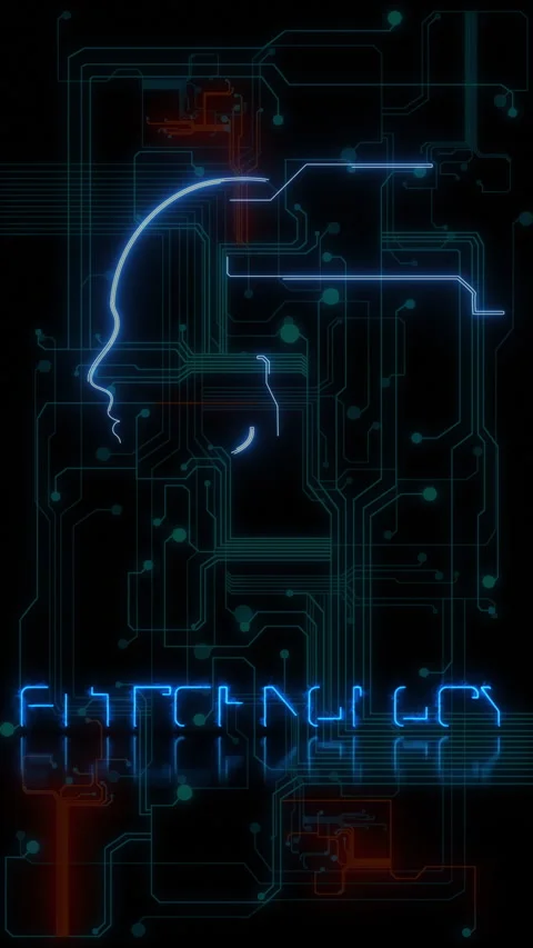 Artificial intelligence neon sign glitching on black background Stock Footage 333411668