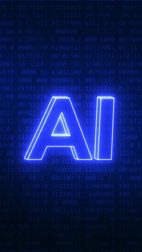 Artificial intelligence neon text on binary code background 스톡 동영상 324702144