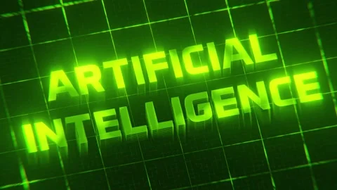 Artificial Intelligence Neon Text Futuristic Technology Background. 4K Stock Footage 334032661
