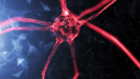 Artificial intelligence nerve cell in the brain animation Stock Footage 337736281