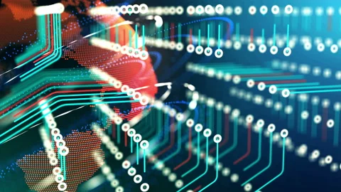 Artificial Intelligence Network Big Data Cyber Security 3D Video Stock Footage 208850458