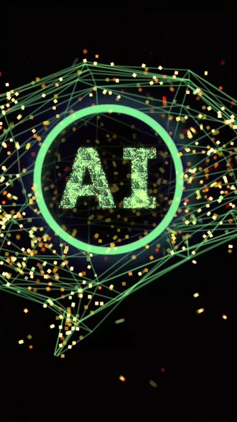 Artificial intelligence network connection. AI digital web with glowing Stock Footage 339638052