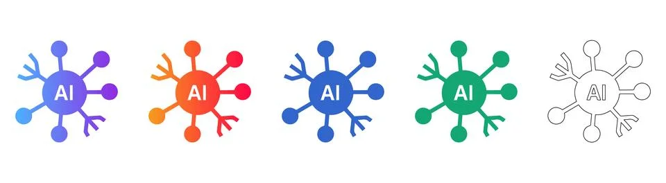 Artificial Intelligence Network Icons Stock Illustration