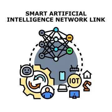Artificial intelligence network linking smart automation technology Stock Illustration