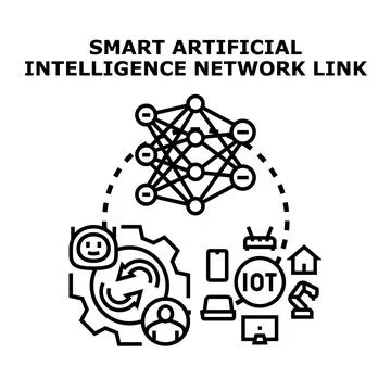 Artificial intelligence network linking smart automation technology Stock Illustration