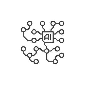 Artificial Intelligence Networl concept outline simple vector icon Stock Illustration