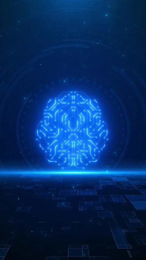 Artificial intelligence neural brain blue circuit lines, glowing tech structure Stock Footage 334129335