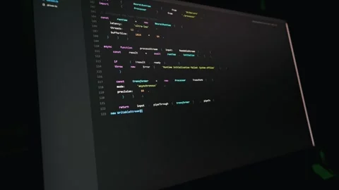Artificial Intelligence Neural Code Displayed on Dark Computer Screen Stock Footage 334729491