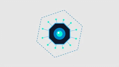 Artificial Intelligence Neural Core Hologram Pulsing Hexagon Matrix Data Flow Stock Footage 348161163