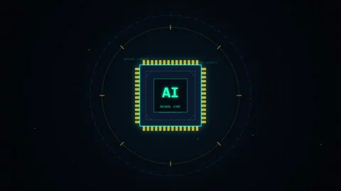 Artificial intelligence neural core processor chip floating in futuristic d.. Stock Footage 346635547