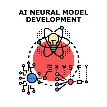 Artificial intelligence neural model development connecting data Stock Illustration