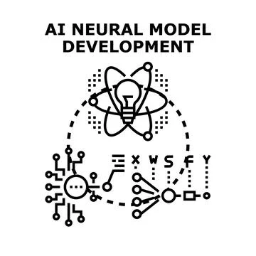 Artificial intelligence neural model development connecting data Stock Illustration