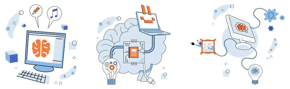 Artificial intelligence. The neural network is backbone robotic mind, essence Stock Illustration