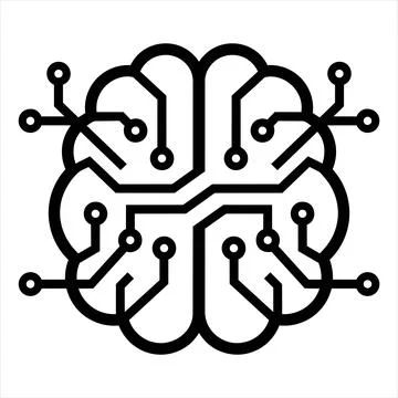 Artificial intelligence neural network brain circuit diagram icon 8K ultra Stock Illustration