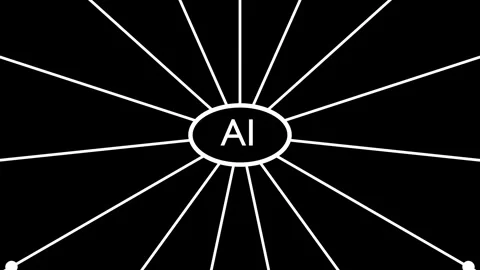 Artificial intelligence neural network, digital cybersecurity animation Stock Footage 345383728