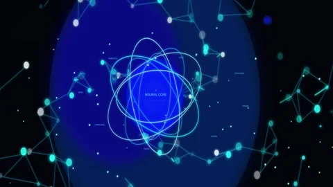 Artificial Intelligence Neural Network with Glowing Data Connections and Digital Stock Footage 345440285
