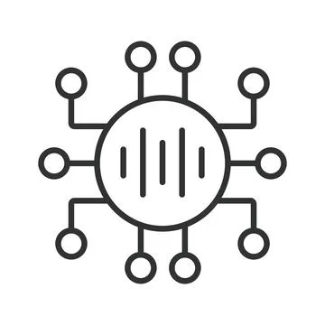 Artificial intelligence neural network icon in line design. Artificial Иллюстрация