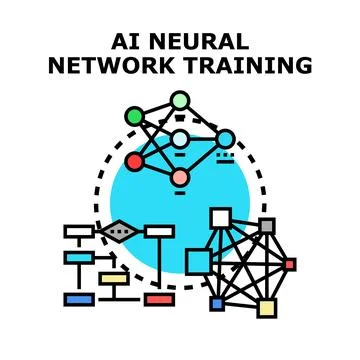 Artificial intelligence neural network training concept developing 库存插图