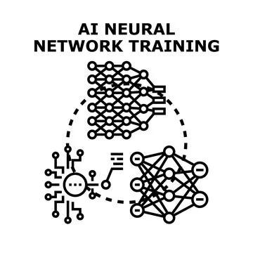 Artificial intelligence neural network training process icon Illustrazione stock