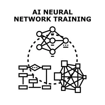 Artificial intelligence neural network training concept developing Stock Illustration