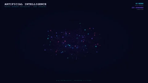 Artificial Intelligence Neural Network Visualization with Dynamic Data Points Stock Footage 334808627