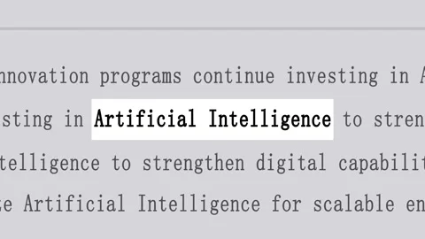 Artificial Intelligence News Headlines Animation, AI Technology Articles, Ch Stock Footage 343637516