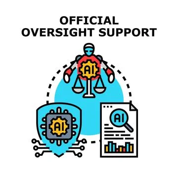 Artificial intelligence official oversight and support concept Stock Illustration