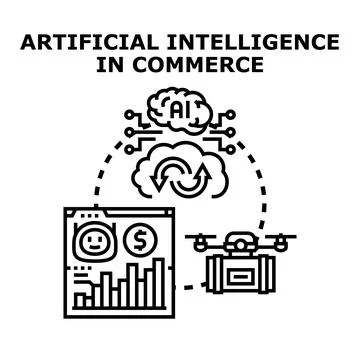 Artificial intelligence optimizing commerce workflow and delivery Stock Illustration