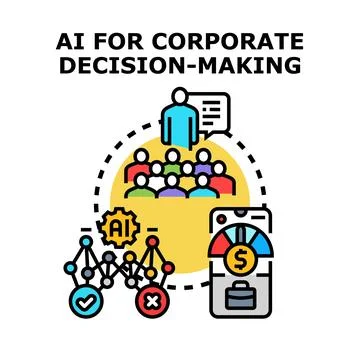 Artificial intelligence optimizing corporate decision making process Illustrazione stock
