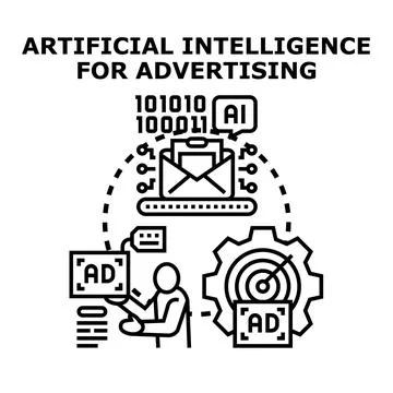 Artificial intelligence optimizing digital advertising strategy concept Stock Illustration