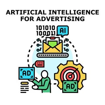 Artificial intelligence optimizing digital advertising strategy concept Stock Illustration