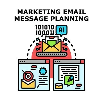 Artificial intelligence optimizing email marketing message planning Stock Illustration