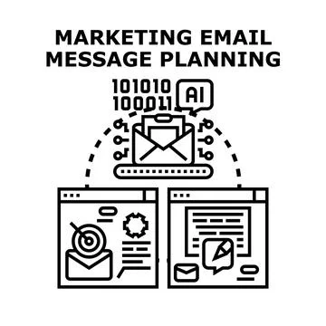 Artificial intelligence optimizing email marketing message planning Stock Illustration