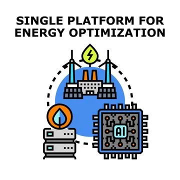 Artificial intelligence optimizing energy production and consumption platform Stock Illustration