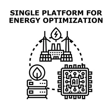 Artificial intelligence optimizing energy production and consumption platform Stock Illustration