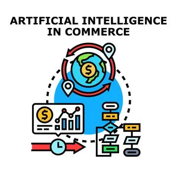 Artificial intelligence optimizing global commerce business process 스톡 일러스트