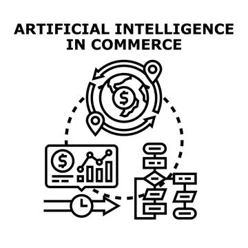 Artificial intelligence optimizing global commerce business process Illustration
