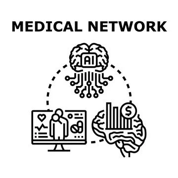 Artificial intelligence optimizing global medical network and health economic Illustrazione stock