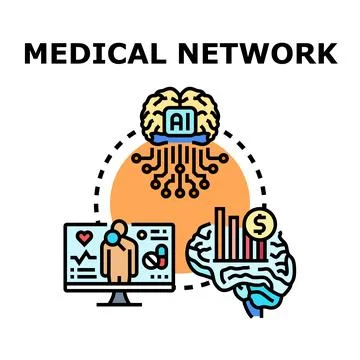 Artificial intelligence optimizing global medical network and health economic Stock Illustration