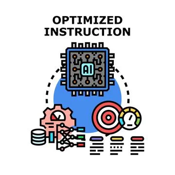 Artificial intelligence optimizing instruction and deep learning process Stock Illustration