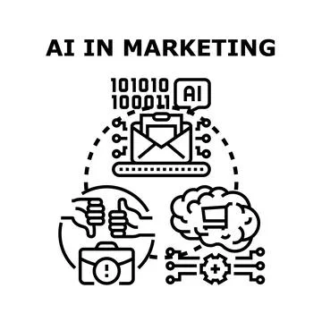Artificial intelligence optimizing marketing strategy and feedback Stock Illustration